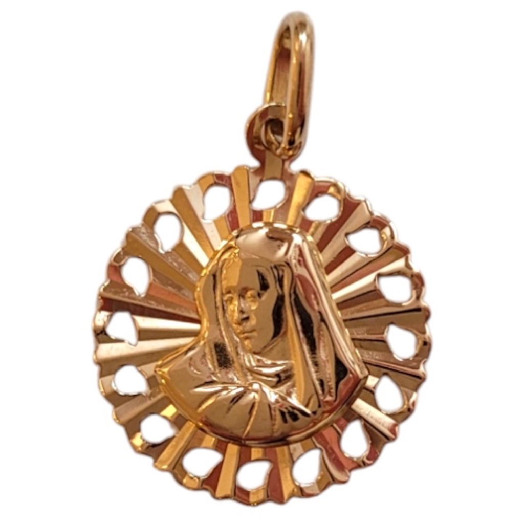 18k Yellow Gold Blessed Mother Pendant 20534
